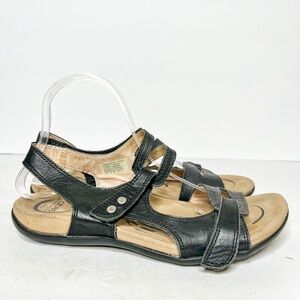 Abeo Crescent Black Leather Strap Sandals Size 8.5 Women’s